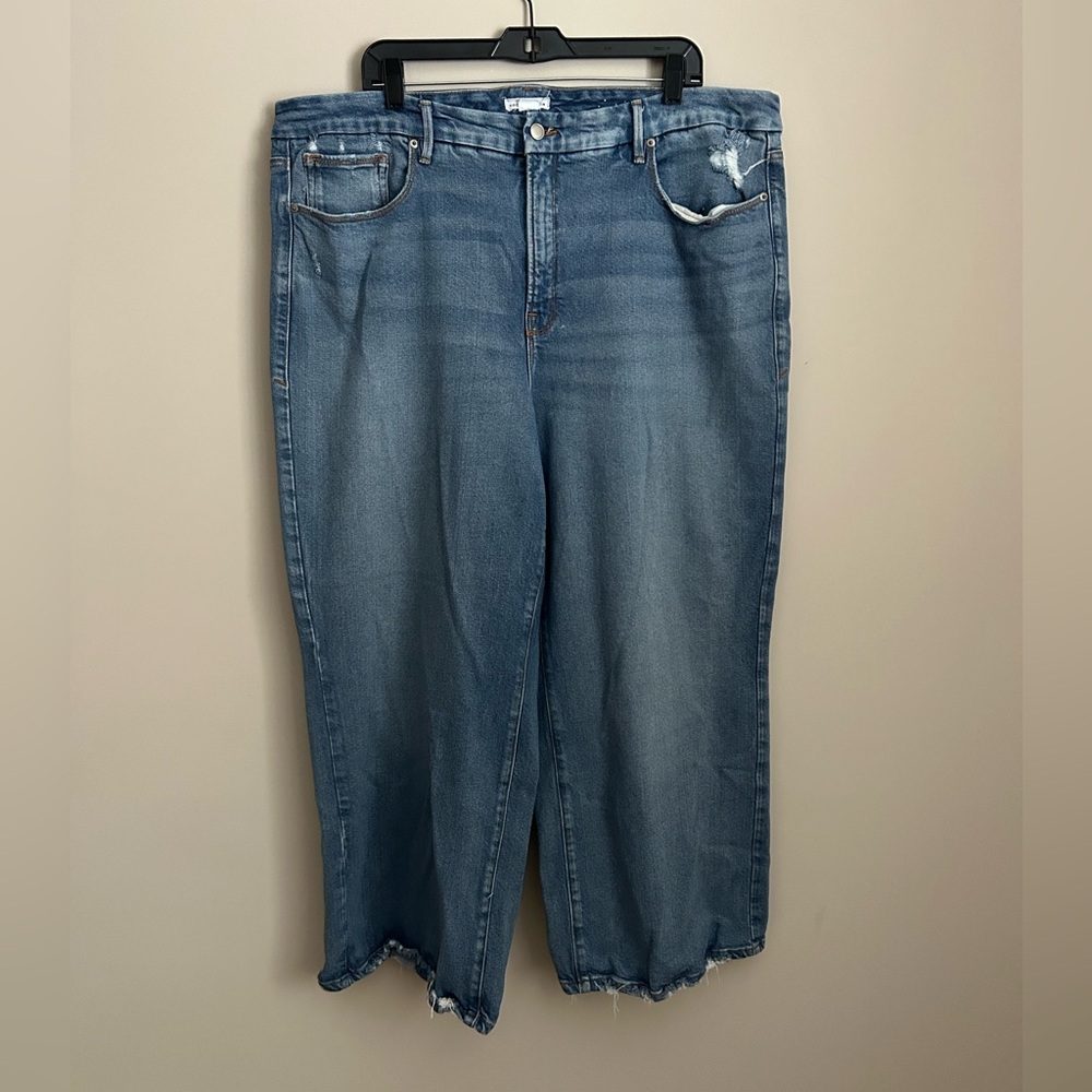 Good American Good Waist Palazzo Cropped Jeans Size 22